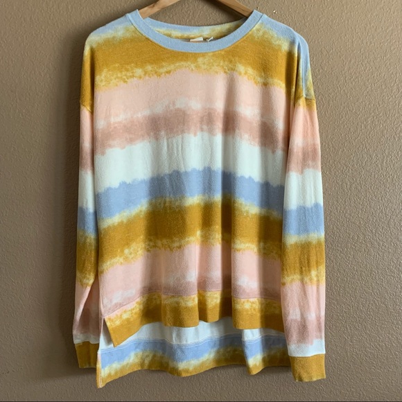 BP Lightweight Tie Dye Striped Sweater Size Large - Picture 2 of 8